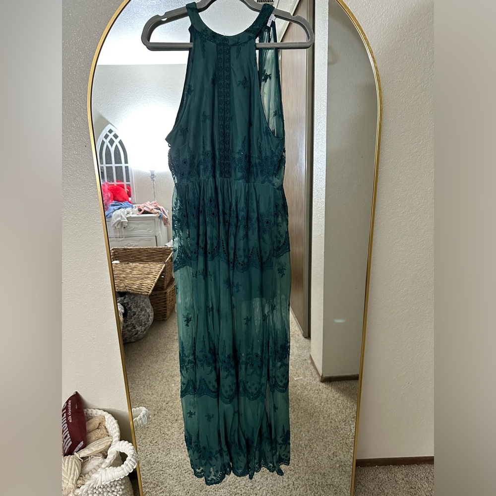 Romper dress size large forest green
